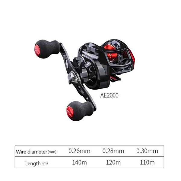 Valkyrie AE2000 Baitcasting Sol El Çıkrık 7:2:1 Olta Makinesi Motoru