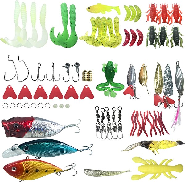 Valkyrie Rapala Jig Tatlı ve Tuzlu Su Uyumlu Sahte Olta Yem ve Aksesuar Seti - 78 Parça