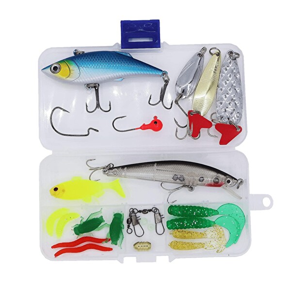 Valkyrie Silikon Rapala Jig Kaşık Sahte Olta Yem ve Aksesuar Seti - 24 Parça