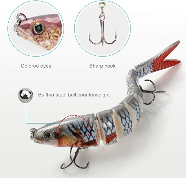 Valkyrie 8 Eklemli 3D Oynak Rapala 13.5 GR Wobblers Swimbait Tuzlu ve Tatlı Su Sahte Balık Yemi