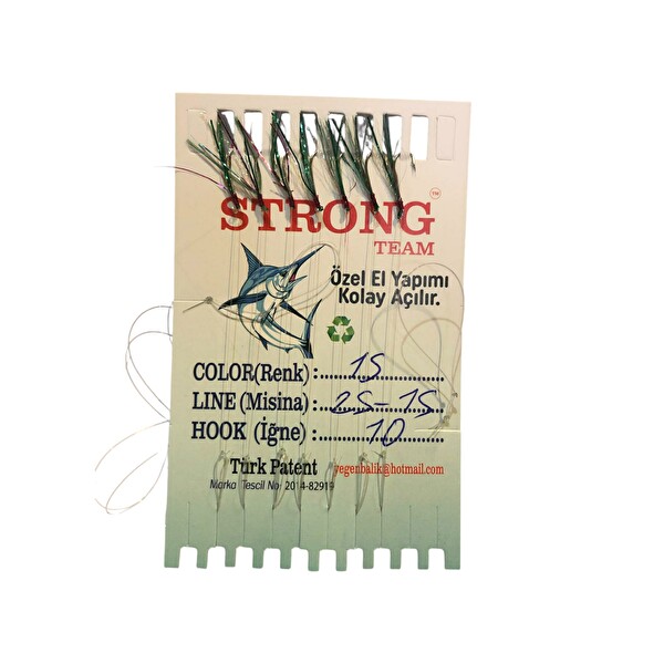 Strong Koyu Yeşil Kırmızı Sim 7'li Karton 10 Numara İğne 25-15 Misineli Çapari