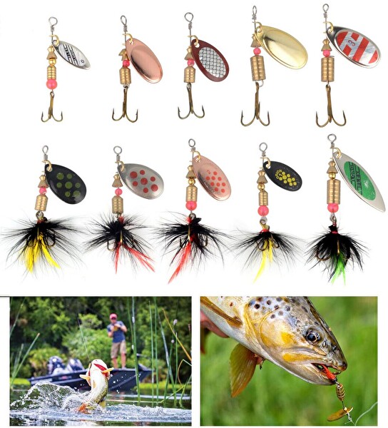 Valkyrie Kutulu Fly Spinner Bait Döner Tip Tatlı Tuzlu Sinek Olta Yem Zoka Seti - 10 Adet