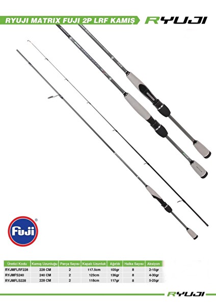 Ryuji Matrix Fuji 228 CM 5-25 GR 2 Parça Light Spin Kamış