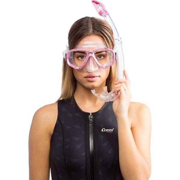 Cressi Perla Maske Mexico Şeffaf-Pembe Şnorkel Seti