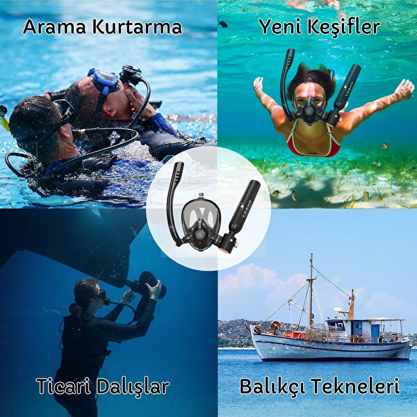 Cosmo Technology Taşınabilir Dalış Seti - Doldurulabilir Mini Tüp ve Şnorkel Maskesi