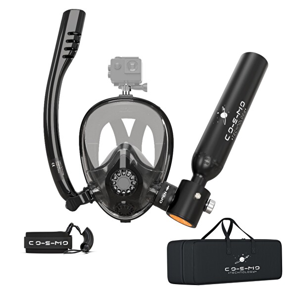 Cosmo Technology Taşınabilir Dalış Seti - Doldurulabilir Mini Tüp ve Şnorkel Maskesi