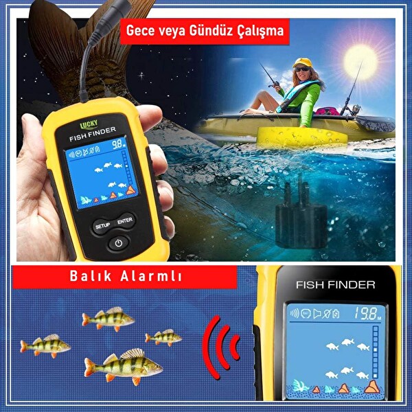 Valkyrie LCD Renkli Ekran Taşınabilir Kablolu 100 M'lik Aralığı Sonar Yankı Iskandil Balık Bulucu