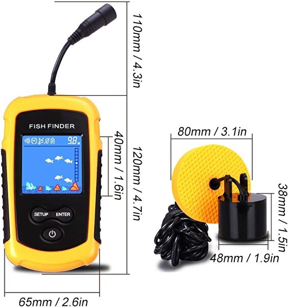 Valkyrie LCD Renkli Ekran Taşınabilir Kablolu 100 M'lik Aralığı Sonar Yankı Iskandil Balık Bulucu