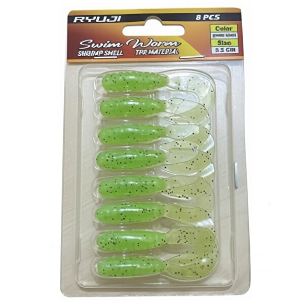 Ryuji Swim Worm 5.5 CM TPR Kokulu Silikon Yem Green Chart