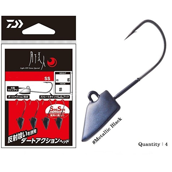 Daiwa Gekkabijin Darting Jig Head SS İğne Metallic Black-NO:10-1 GR
