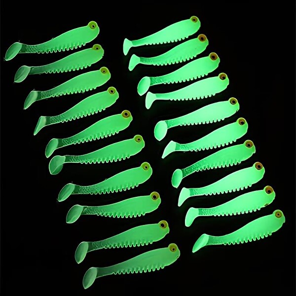 Valkyrie 20 Adet Fosforlu Silikon Balık Yemi 5 CM Gece Parlayan Glow Yapay Yem - Soft Lure