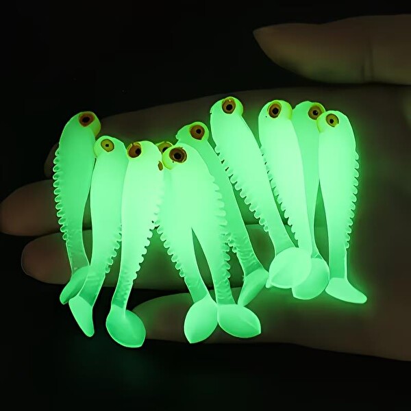 Valkyrie 20 Adet Fosforlu Silikon Balık Yemi 5 CM Gece Parlayan Glow Yapay Yem - Soft Lure