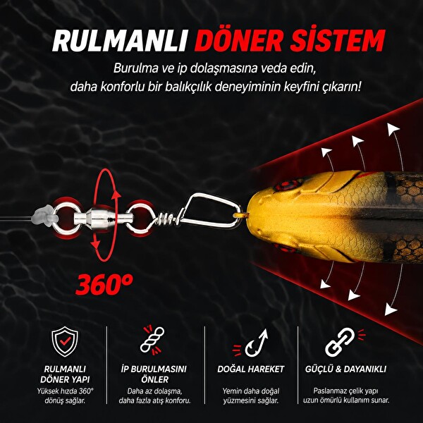 Valkyrie 25 Adet Rulmanlı Döner Klips Coastlock Snap – 360° Paslanmaz Çelik Fırdöndü Seti #2