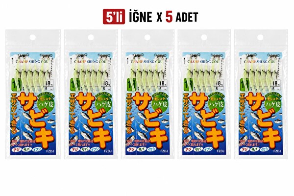 Valkyrie Fosforlu Silikon Karides 5’li İğne x 5 Paket Hazır Gece Parlayan LRF Olta Yemi #18