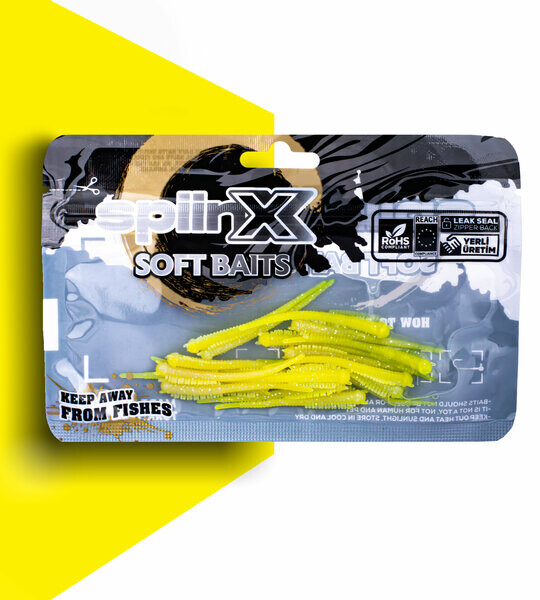 Spiinx Sandworm Hafif Kaya Balıkçılığına Uygun Silikon Sahte Yem Sarı 6 CM 18 P