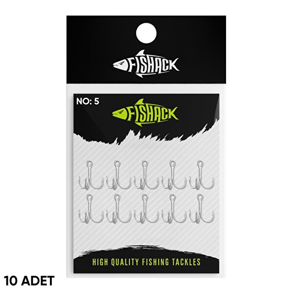 Fishack 3210 Nikel Kaplama Üçlü Olta İğnesi No: 5 10 Adet