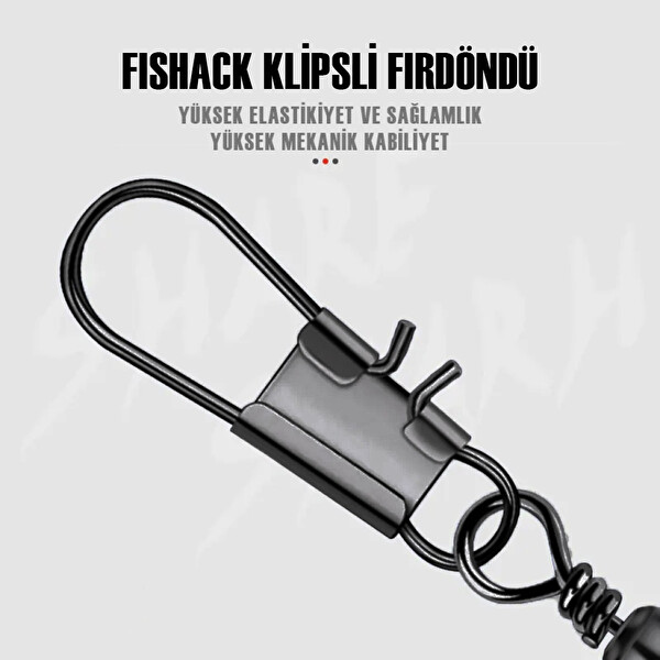 Fishack Paslanmaz 12'li Klipsli Fırdöndü Füme No: 3