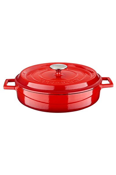 Lava Çok Amaçlı 28 CM Kırmızı Döküm Yayvan Tencere