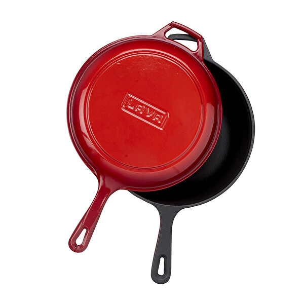 Lava Combo 26 CM Kırmızı Döküm Derin Tava Saplı Tencere