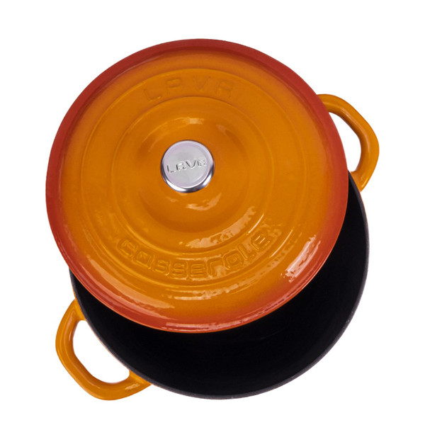 Lava New Heritage Serisi 24 CM Döküm Döküm Demir Kapak Yuvarlak Turuncu Tencere LV Y TC3 24 YK3 O