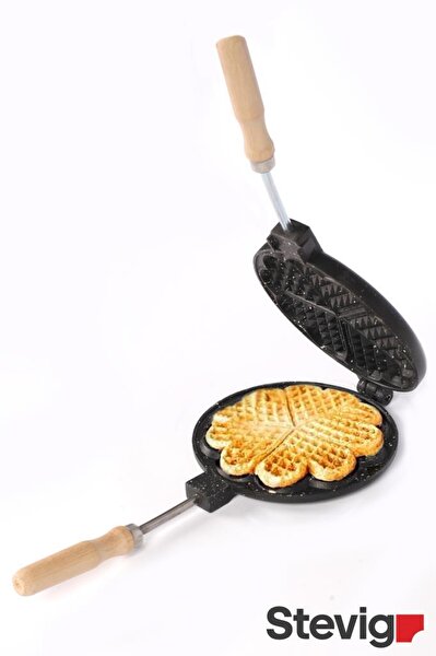 Stevig  Ocak Üstü Granit Döküm Siyah Waffle Tavası ST-102