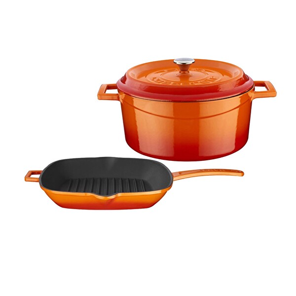 Lava Döküm Trendy 4 Parça Turuncu Tencere Tava Seti LV PY TSC 2426 K2 SET O