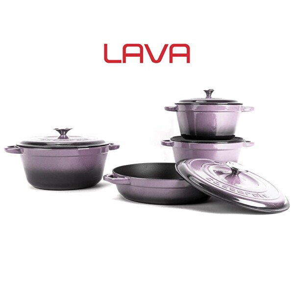 Lava 4x New Heritage Serisi Mor Döküm Demir Tencere Seti LV S NHR 4X SET P