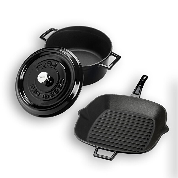 Lava Döküm Trendy 4 Parça Siyah Tencere Tava Seti LV PY TSC 2426 K2 SET BL
