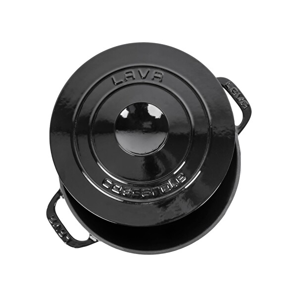 Lava Experience Serisi 28 CM Yuvarlak Döküm Demir Kapak Siyah Tencere LV Y TC6 28 YK6 BL