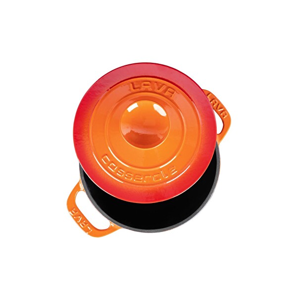 Lava Experience Serisi 23 CM Yuvarlak Döküm Demir Kapak Turuncu Tencere LV Y TC6 23 YK6 O