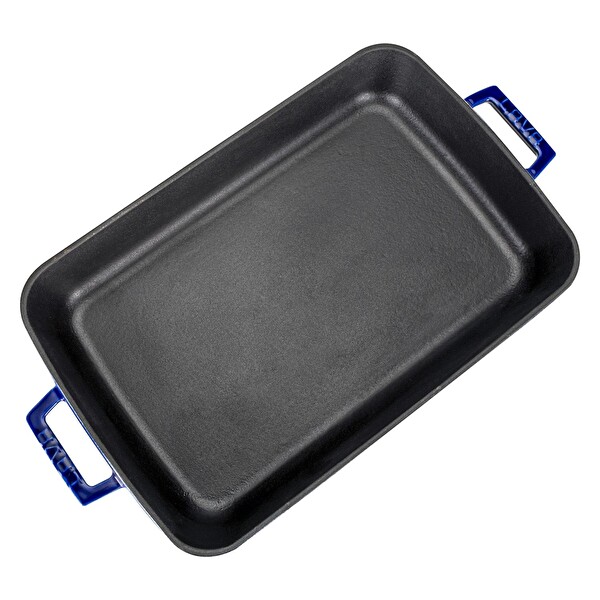 Lava Premium Serisi 26x40 CM Yekpare Çift Kulplu Döküm Dikdörtgen Majolica Mavi Rosto Ve Fırın Tepsisi LV P TP 2640 PR B