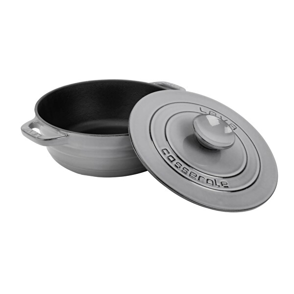 Lava Experience Majolik Serisi 28 CM Çap Demir Kapak Döküm Gri Yuvarlak Tencere LV Y TC6 28 EXP YK6 GR