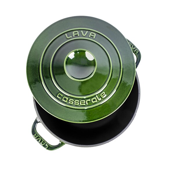 Lava Experience Majolik Serisi 28 CM Çap Demir Kapak Döküm Yeşil Yuvarlak Tencere LV Y TC6 28 EXP YK6 G