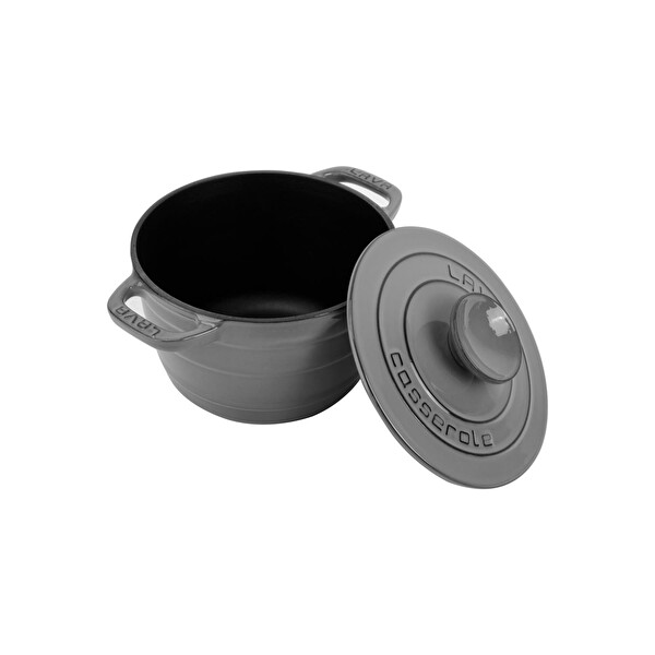 Lava Experience Majolik Serisi 23 CM Çap Demir Kapak Döküm Gri Yuvarlak Tencere LV Y TC6 23 EXP YK6 GR