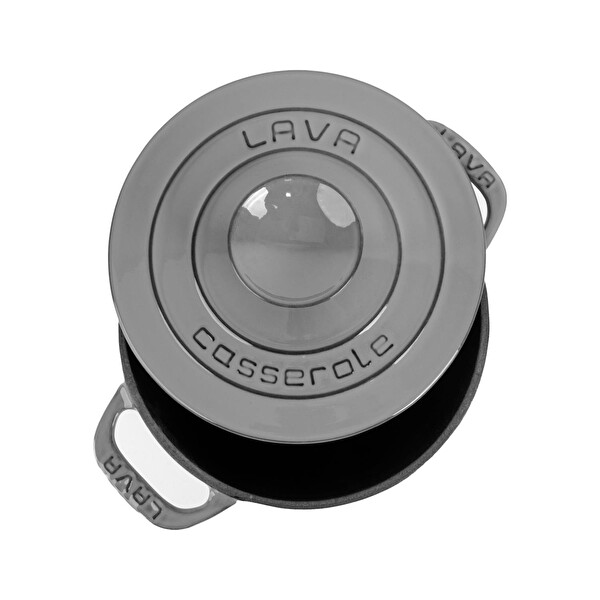 Lava Experience Majolik Serisi 23 CM Çap Demir Kapak Döküm Gri Yuvarlak Tencere LV Y TC6 23 EXP YK6 GR