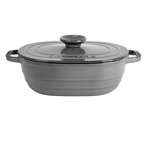 Experience Majolik Serisi 24x33 CM Oval Döküm Demir Kapak Gri Tencere LV O TC6 33 EXP YK6 GR