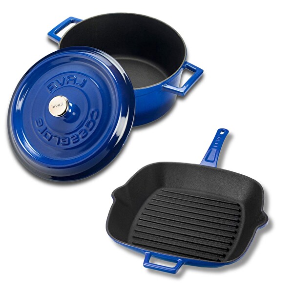 Lava Döküm Trendy 4 Parça Mavi Tencere Tava Seti LV PY TSC 2426 K2 SET B