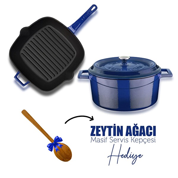 Lava Döküm Trendy 4 Parça Mavi Tencere Tava Seti LV PY TSC 2426 K2 SET B