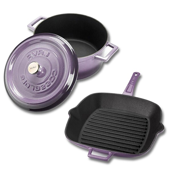 Lava Döküm Trendy 4 Parça Mor Tencere Tava Seti LV PY TSC 2426 K2 SET P