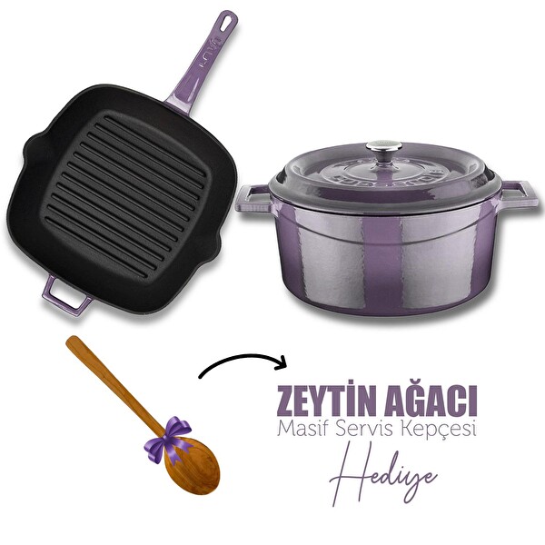 Lava Döküm Trendy 4 Parça Mor Tencere Tava Seti LV PY TSC 2426 K2 SET P