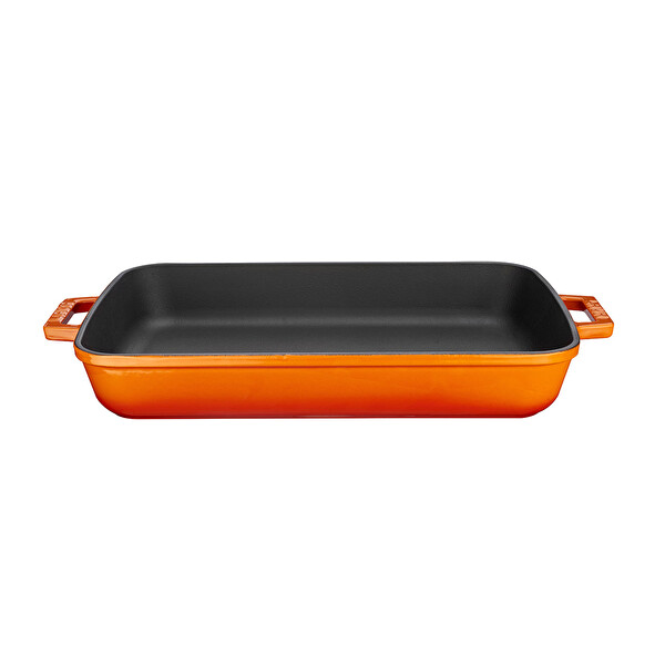Lava Yekpare 22x30 CM Döküm Çift Kulplu Dikdörtgen Turuncu Rosto Ve Fırın Tepsisi LV P TP 2230 K0 O