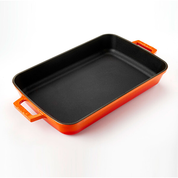 Lava Yekpare 22x30 CM Döküm Çift Kulplu Dikdörtgen Turuncu Rosto Ve Fırın Tepsisi LV P TP 2230 K0 O