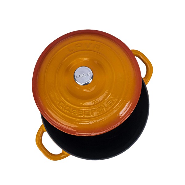 Lava New Heritage Serisi 22 CM Döküm Demir Kapak Turuncu Yuvarlak Tencere LV Y TC3 22 YK3 O