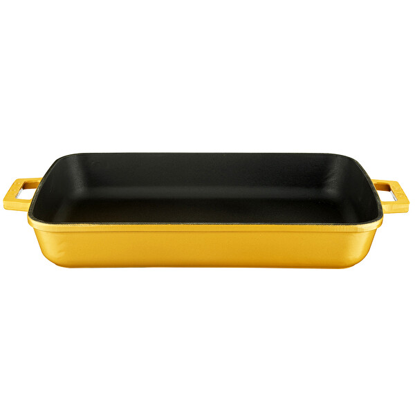 Lava Spring Serisi Yekpare 26x40 CM Döküm Çift Kulplu Dikdörtgen Mat Sarı Rosto Ve Fırın Tepsisi LV P TP 2640 SPR YL
