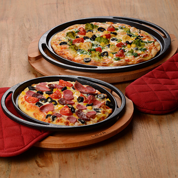 Lava Yekpare 20 CM Döküm Çift Kulplu Yuvarlak Pizza, Krep, Pankek Tavası LV ECO Y PZ 20