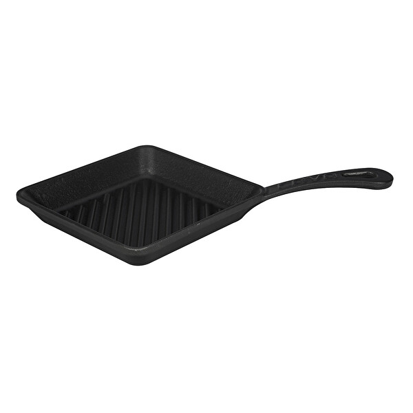 Lava Döküm Döküm Demir Yekpare Saplı Ölçü 16x16 CM Mini Kare Izgara Tava LV ECO P GT 1616