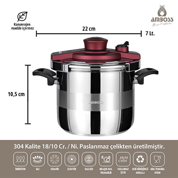 Amboss Ametist 4 Parça Matik Bordo Düdüklü Seti AME-4134