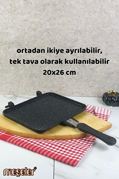 Meşeler Granit Döküm Siyah Ocak Üstü Tost Grill