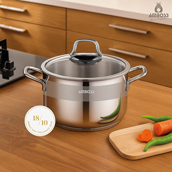 Amboss Saphire 14 CM Cam Kapak Derin Tencere SAP-4271