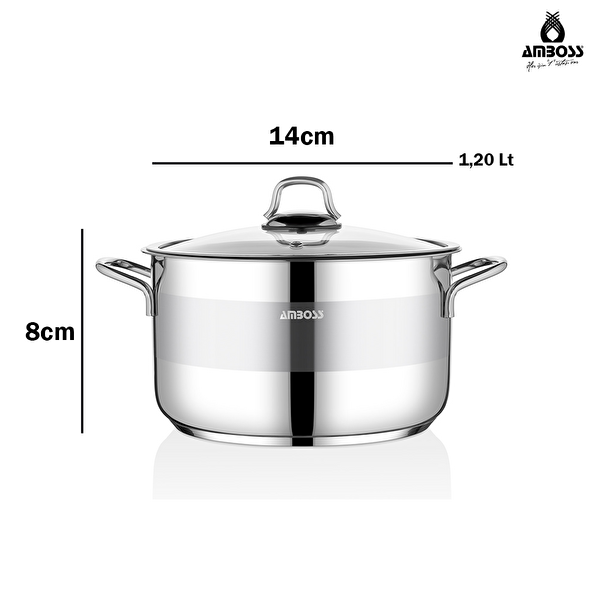 Amboss Saphire 14 CM Cam Kapak Derin Tencere SAP-4271
